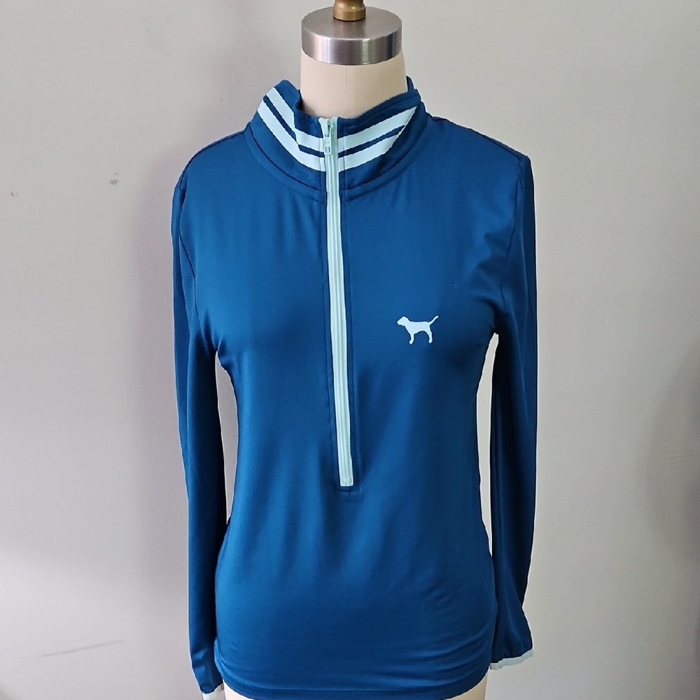 Pink Sz Small Blue Quarter-Zip Pullover Top